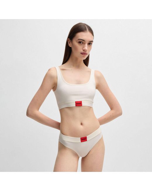 HUGO Pink Logo Label Stretch Cotton Bralette