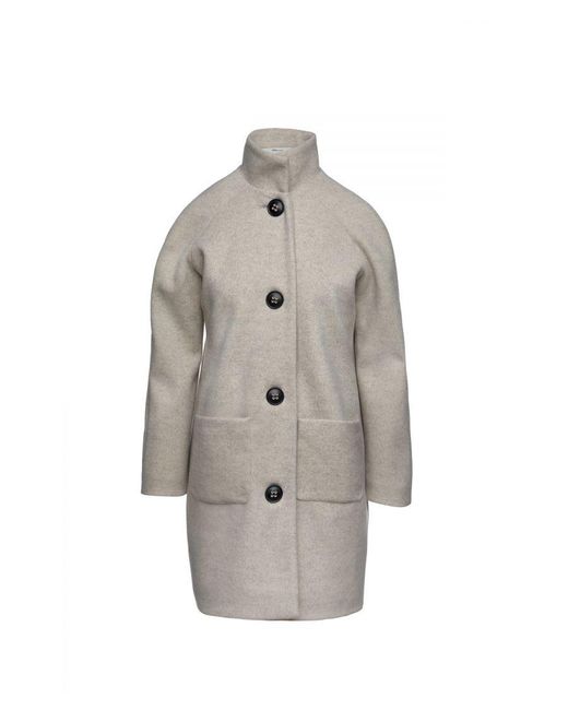 Conquista Gray Faux Mouflon Sand Colour Melange Coat By Fashion
