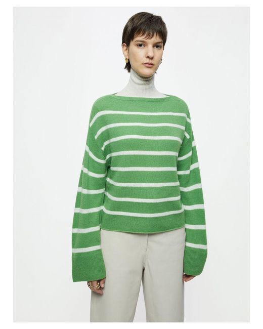Jigsaw Green Merino Cashmere Stripe Jumper