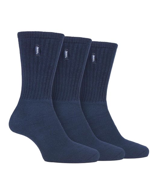 Jeep Blue 3 Pairs Vintage Cotton Cushioned Socks For Hiking Boots for men