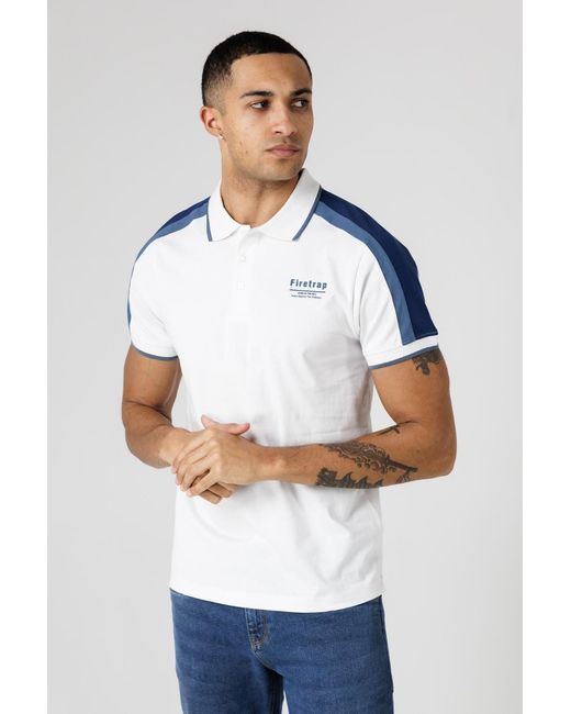 Firetrap Blue Regular Fit Cotton Jersey Button Polo for men