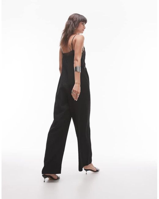 TOPSHOP White Midi Jacquard Jumpsuit With Lace Bust