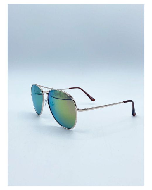 SVNX Blue Frame Aviators With Mirrored Lenses