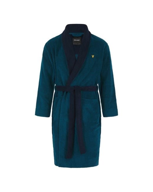 Lyle & Scott Blue And Shawl Neck Long Sleeve Robe for men