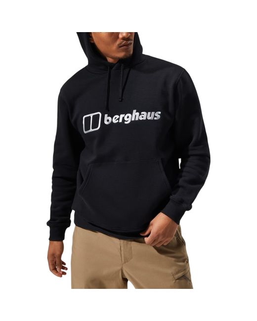 Berghaus Black Hoodie Pullover Overhead Regular Fit Sportswear Fleece Logo Hoody for men