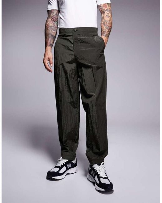 ASOS Gray Barrel Leg Suit Trousers for men
