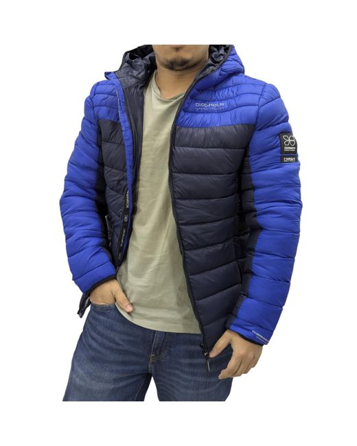 Crosshatch Blue Puffer Jacket Lightweight Winter for men