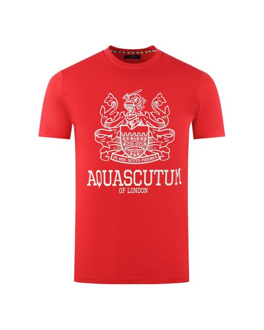 Aquascutum Red Large Bold London Aldis Brand Logo T-Shirt for men