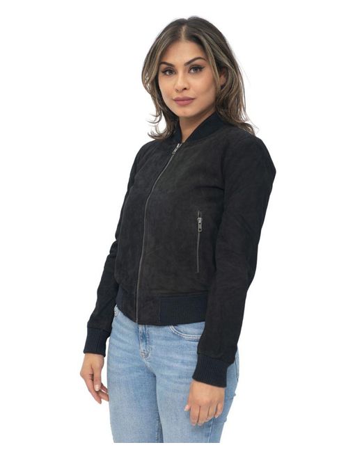 Infinity Leather Black Ma-1 Suede Bomber Jacket-Arnhem