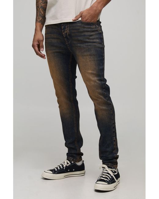 BoohooMAN Black Skinny Fit Stretch Washed Jeans for men