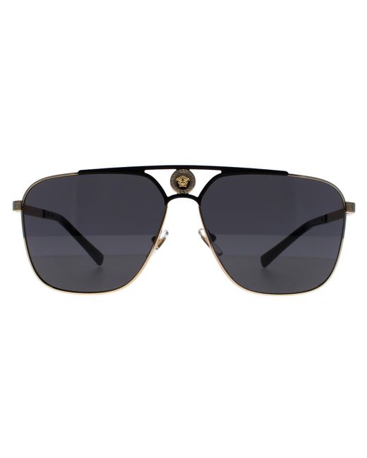 Versace Black Rectangle And Matte Dark Ve2238 Metal for men