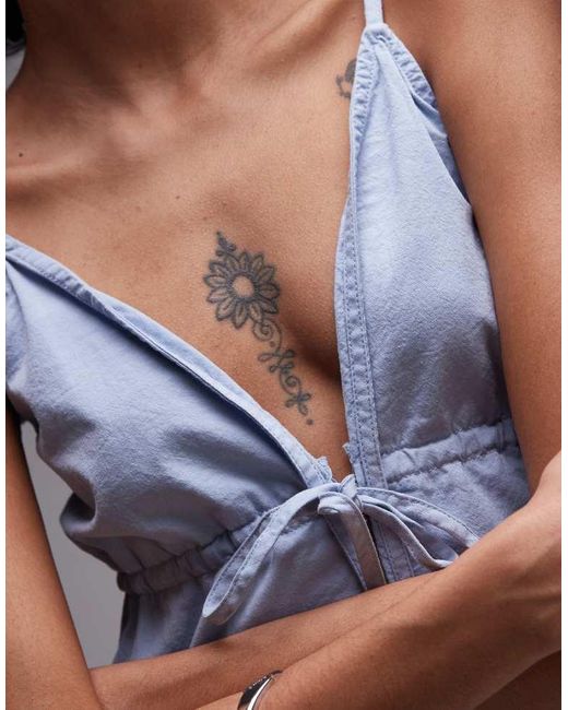 Rhythm Blue Dolly Ruffle Tie Front Top