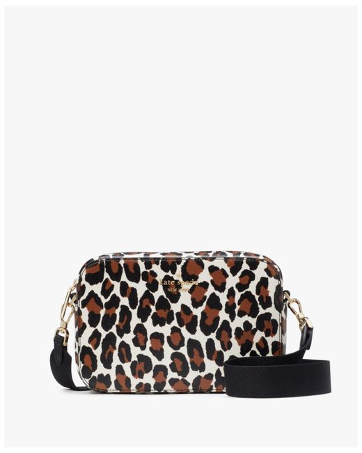 Kate Spade White Madison Spotted Leopard Printed Mini Camera Bag
