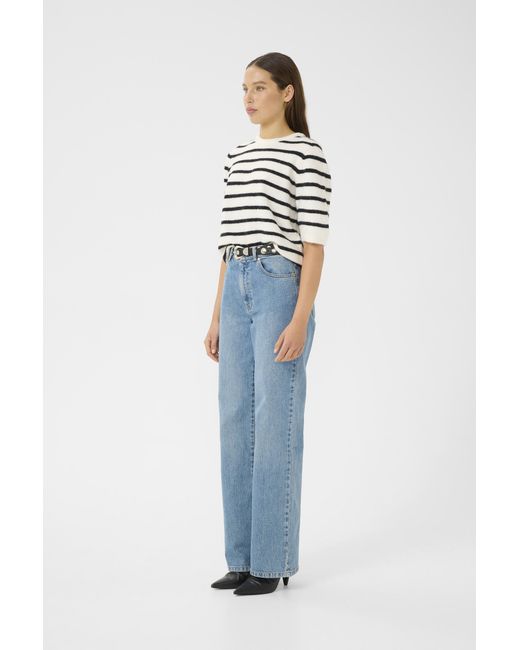 Gestuz Pullover Loose Fit Offwhite in het Blue