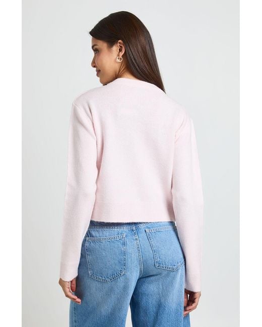 Boohoo Blue Knitted Cropped Cardigan
