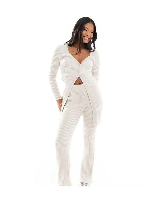 Only Petite White Loose Fit Knitted Trouser Co-Ord