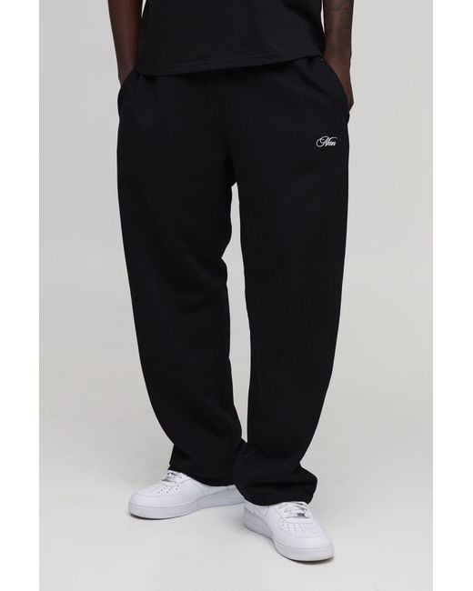 BoohooMAN Black Essential Baggy Script Jogger for men