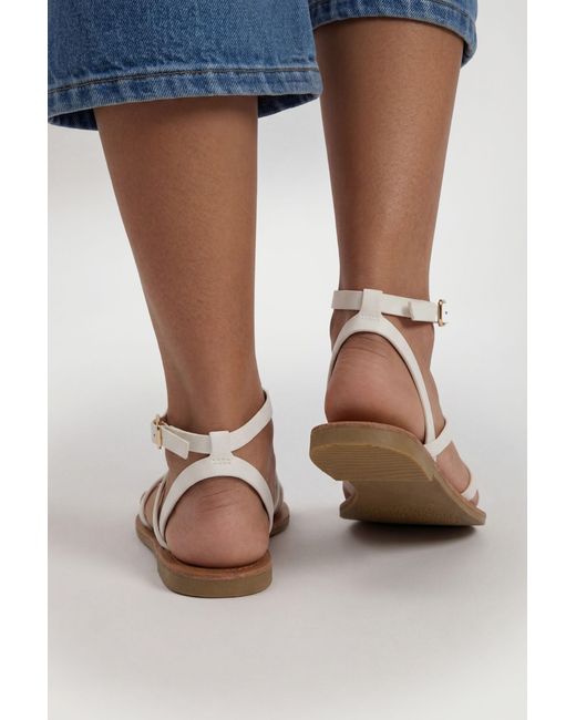Boohoo White Bead Detail Strappy Sandals
