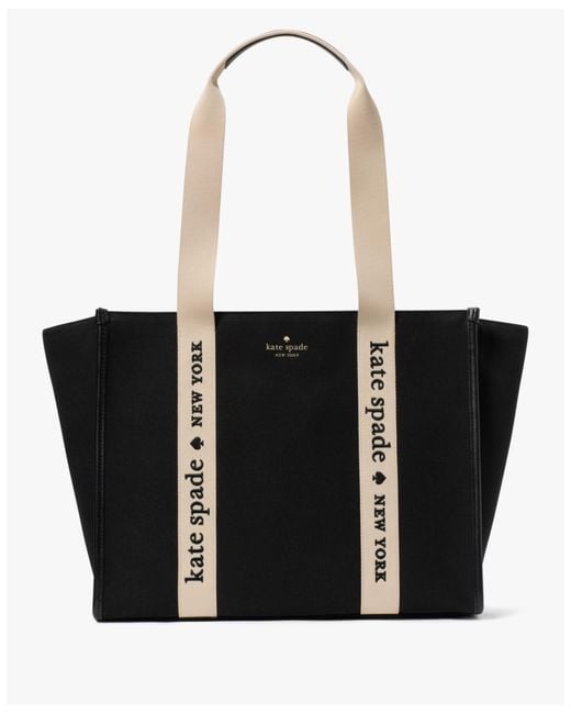 Kate Spade Black Kip Canvas Large Tote