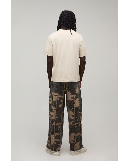 BoohooMAN Black Camo Baggy Rigid Frayed Edge Jeans for men