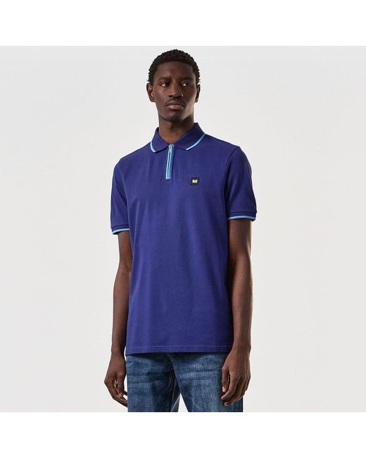 Weekend Offender Shore Poloshirt Met Rits In Navy in het Blue voor heren