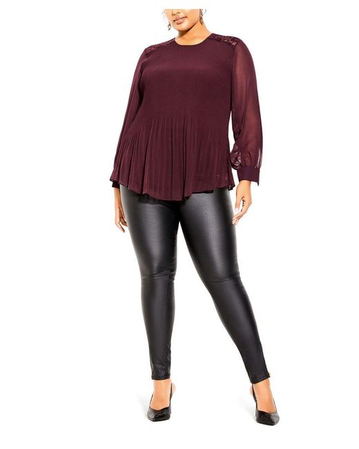 City Chic Red Plus Size Lust After Top - Oxblood