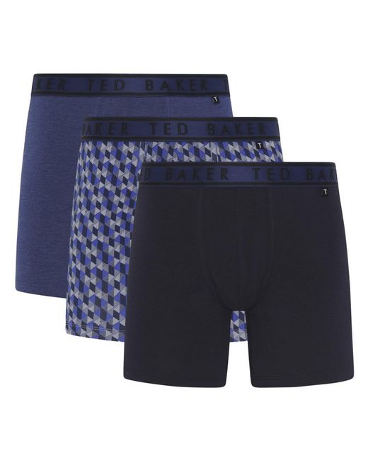 Ted Baker 3Er-Pack Herren Soft Atmungsaktive Baumwoll-Boxershorts in Blue für Herren