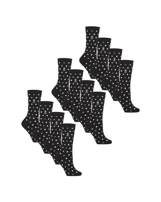 Heat Holders Black 12 Pairs Ladies Ultra Lite Soft Thermal Socks