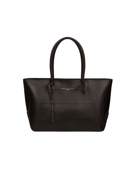 Pure Luxuries Black 'Storrington' Jet Vegetable-Tanned Leather Tote Bag
