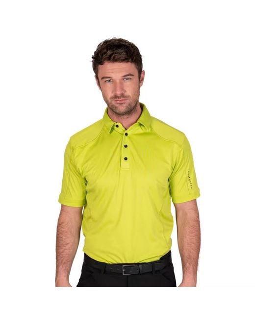 Island Green Yellow Topstitched Golf Polo Shirt (Lime) for men