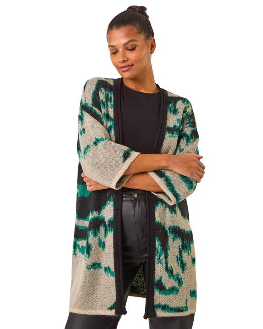 Roman Green Abstract Print Knit Cover Up