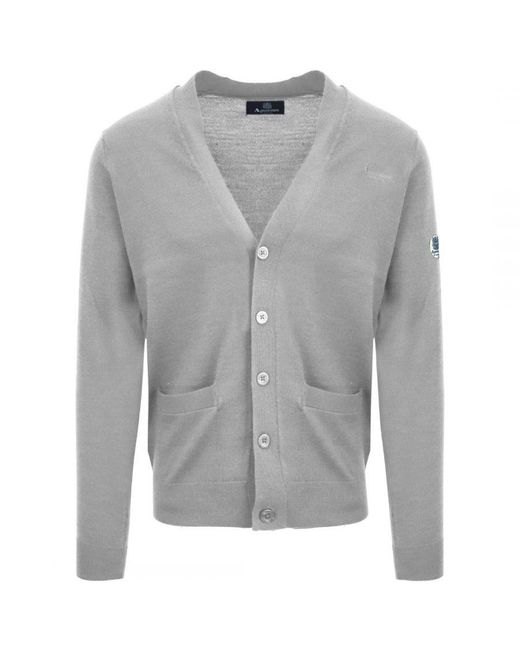 Aquascutum Button Up Cardigan in Grey for Men Lyst UK