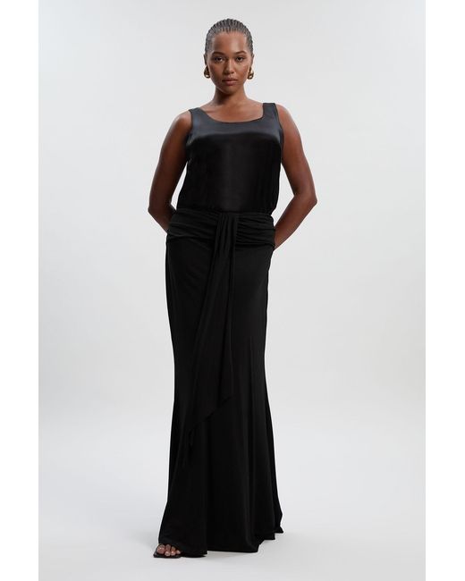 Karen Millen Black Plus Size Premium Stretch Crepe Jersey Maxi Skirt