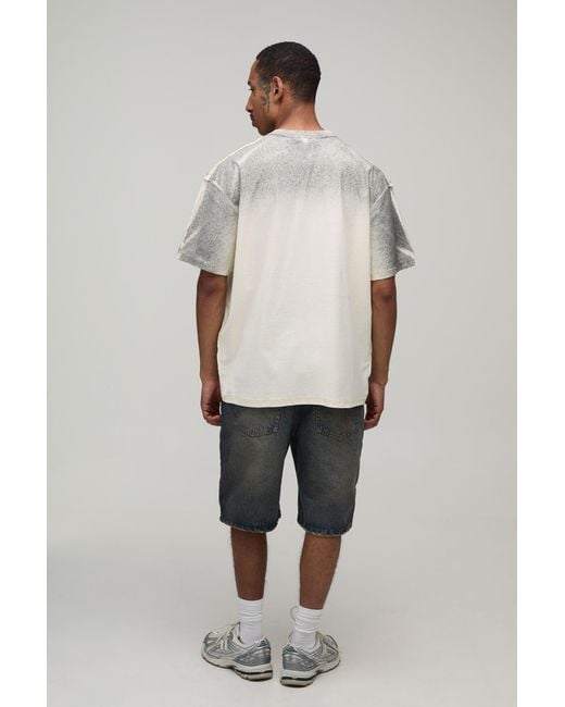 BoohooMAN Gray Oversized Exposed Seam Car Graphic Spray Wash T-Shirt Cotton for men