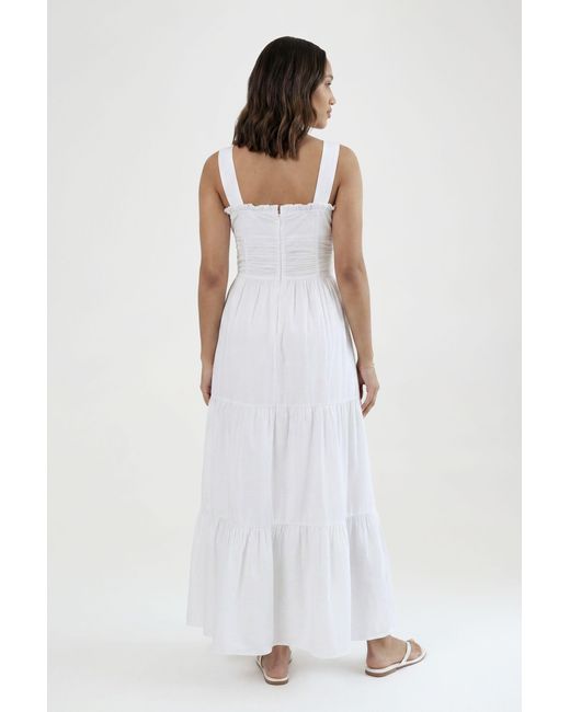 Boohoo White Maternity Ruched Poplin Maxi Dress