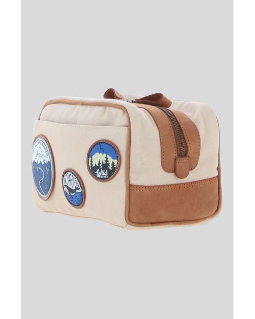 Fenland Sheepskin Blue Explorer Patch Washbag for men