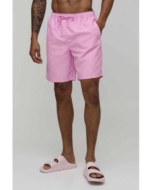 BoohooMAN Pink Long Length Swim Short for men