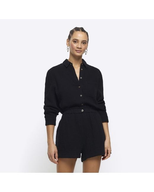 River Island Black Elasticated Shorts