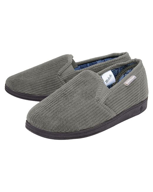 Dunlop Gray Tartan Lined Slippers With Memory Foam for men