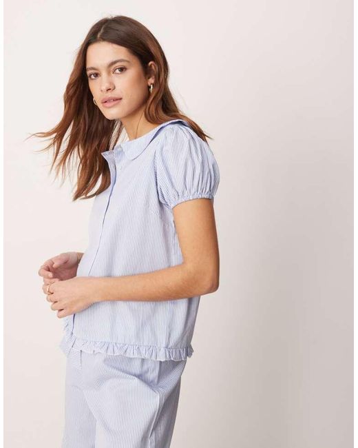 ASOS Multicolor Lounge Peter Pan Collar Pyjama Blouse