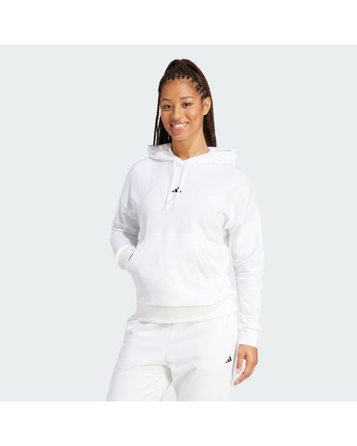 Adidas White Essentials Small Logo French Terry Hoodie