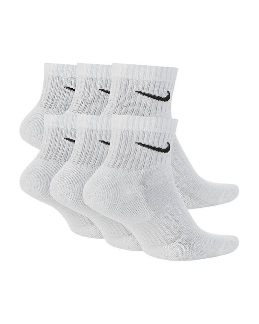 Nike White Sx7669 Everyday Cushion Ankle Training Socks (6 Pairs) Cotton