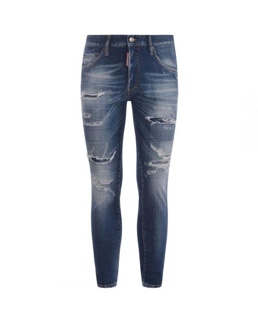 DSquared² Skater Jean Distressed Faded Ripped Jeans in het Blue voor heren
