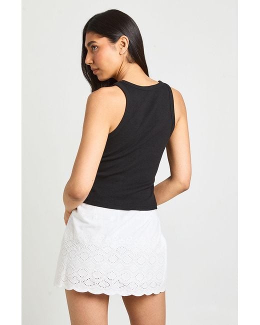 Boohoo White Tall Broderie Anglaise A-Line Mini Skirt
