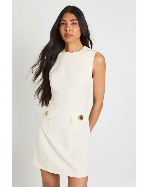 Boohoo Natural Tall Tailored A-Line Mini Dress