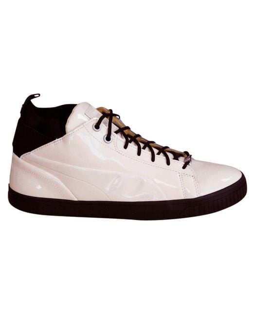 PUMA Black Play Nude Trainers Lace Up Mid Shoes Patent Leather 361469 03 B66D for men