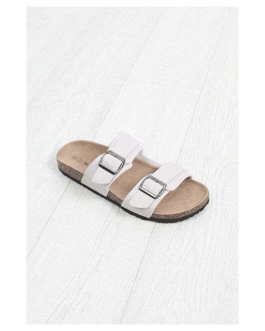 Brave Soul White 'Anthony' Faux Leather Buckle Strap Cork Sandals for men