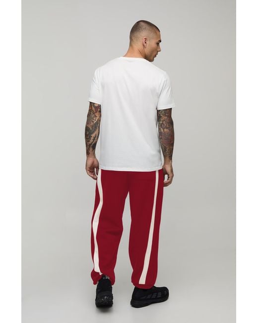 BoohooMAN Red Baggy Fit Panelled Bungee Hem Jogger for men