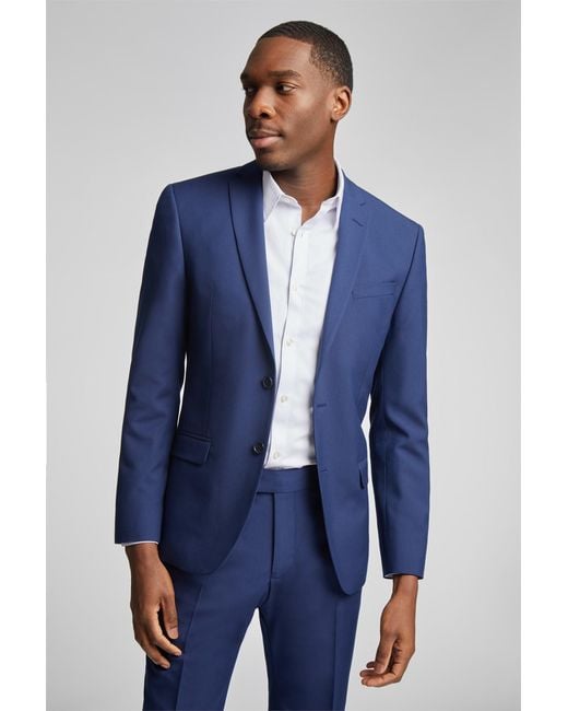 Antique Rogue Blue Single Breasted Long Sleeve Two Button Tailored Suit Jacket for men