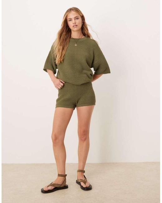ASOS Green Co-Ord Knitted Stitch Relaxed T-Shirt